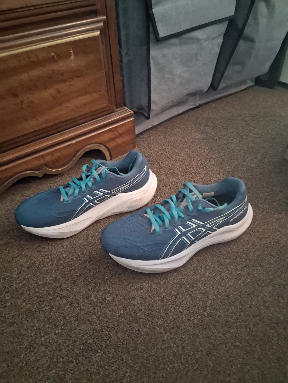 Asics Blue Running Sneakers with Teal Laces